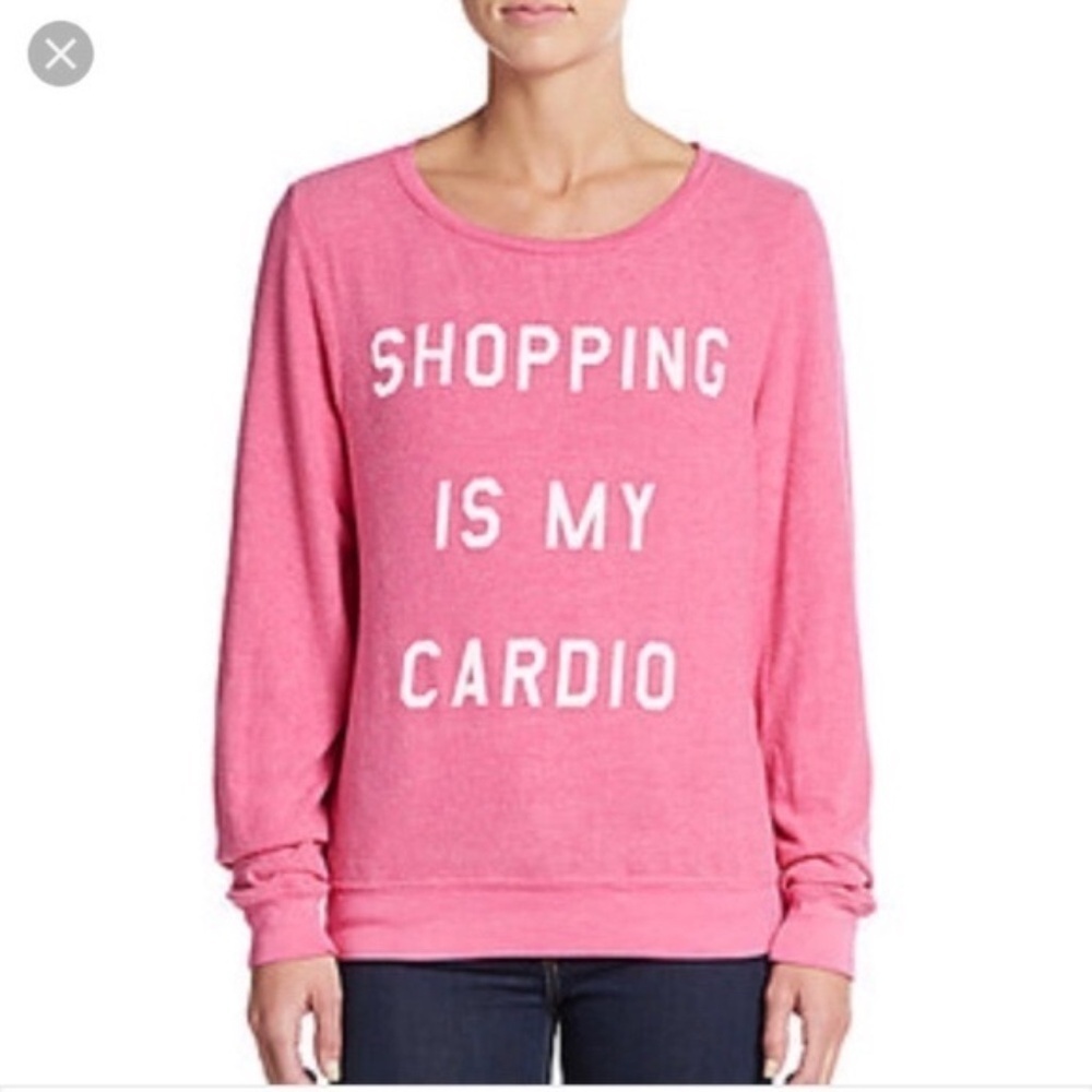 WILDFOX 'Shopping Is My Cardio' Fuzzy Cozy Sweater Crewneck